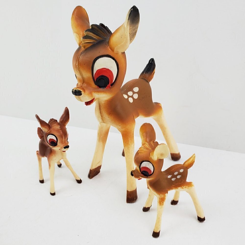 Bambi Deer Vintage WDP Walt Disney Production Toy Figurines Plastic Set of 3